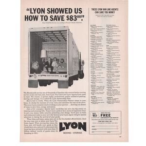 Lyon Van Line Magazine Advertisement 1965 Vintage Moving Truck Storage Trailer